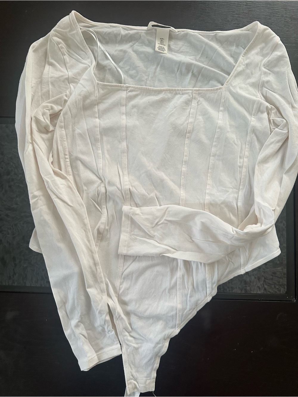 H&M White Square-Neck Long Sleeve Bodysuit